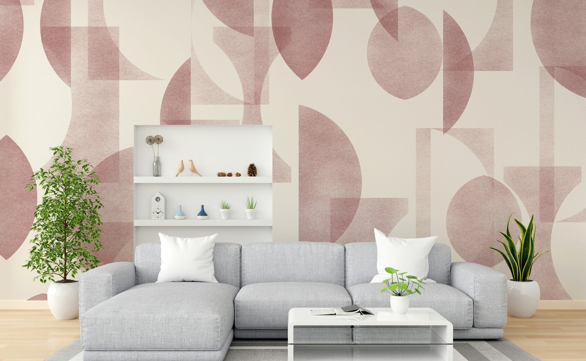 An angled shot of a wall with winery wallpaper

