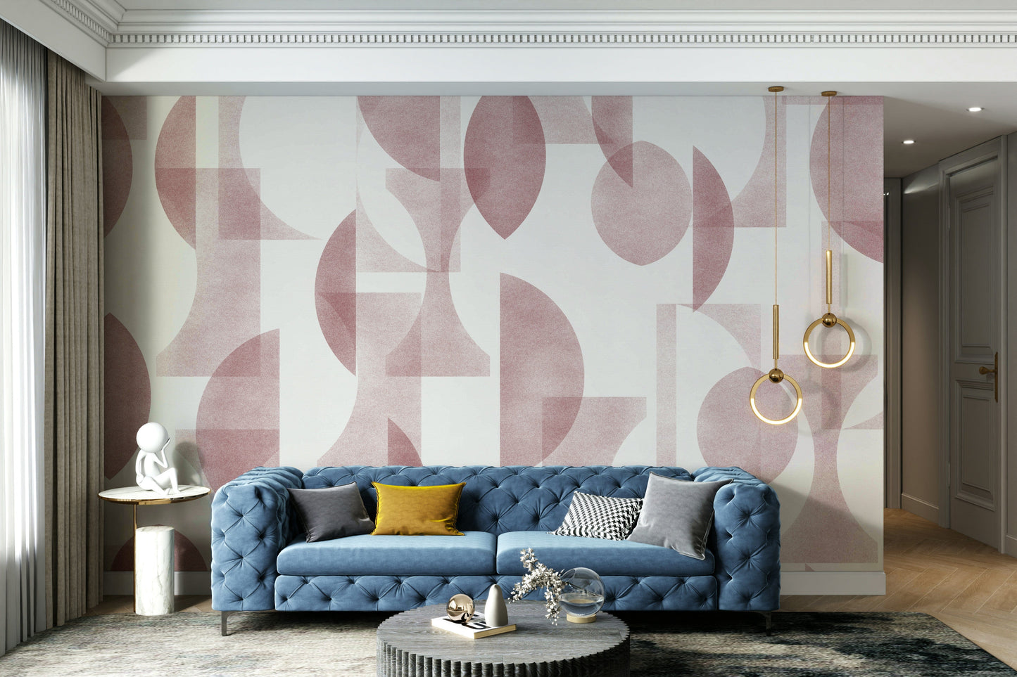 Wallpaper with modern shapes and winery theme