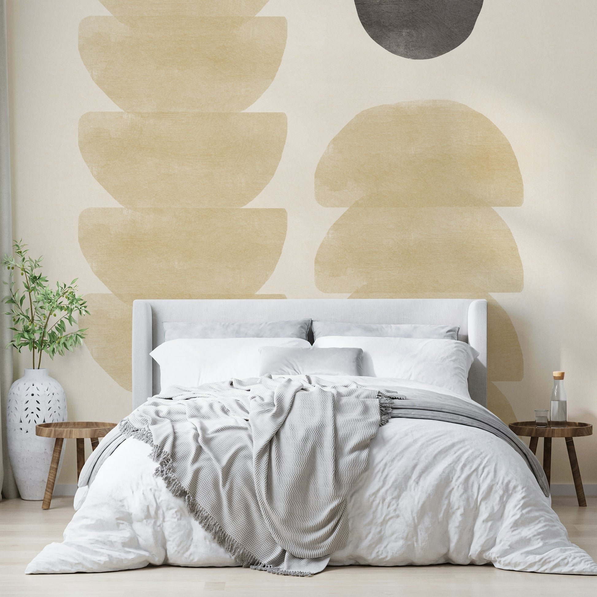 Zen-inspired geometric wall mural


