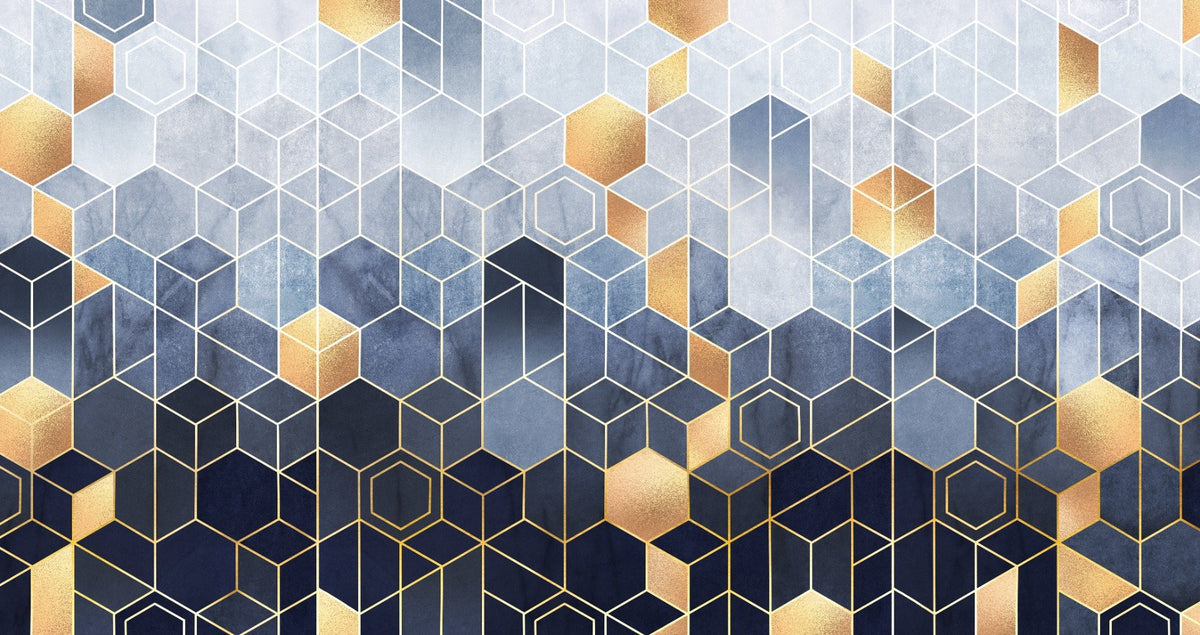 Hexagonal Ombre Gold Wallpaper Mural in your room