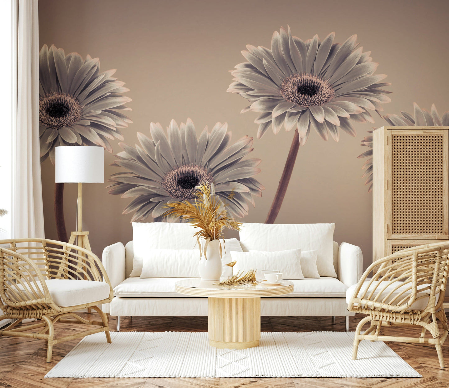 Gerbera Calm floral photography mural beautiful monochrome flowers