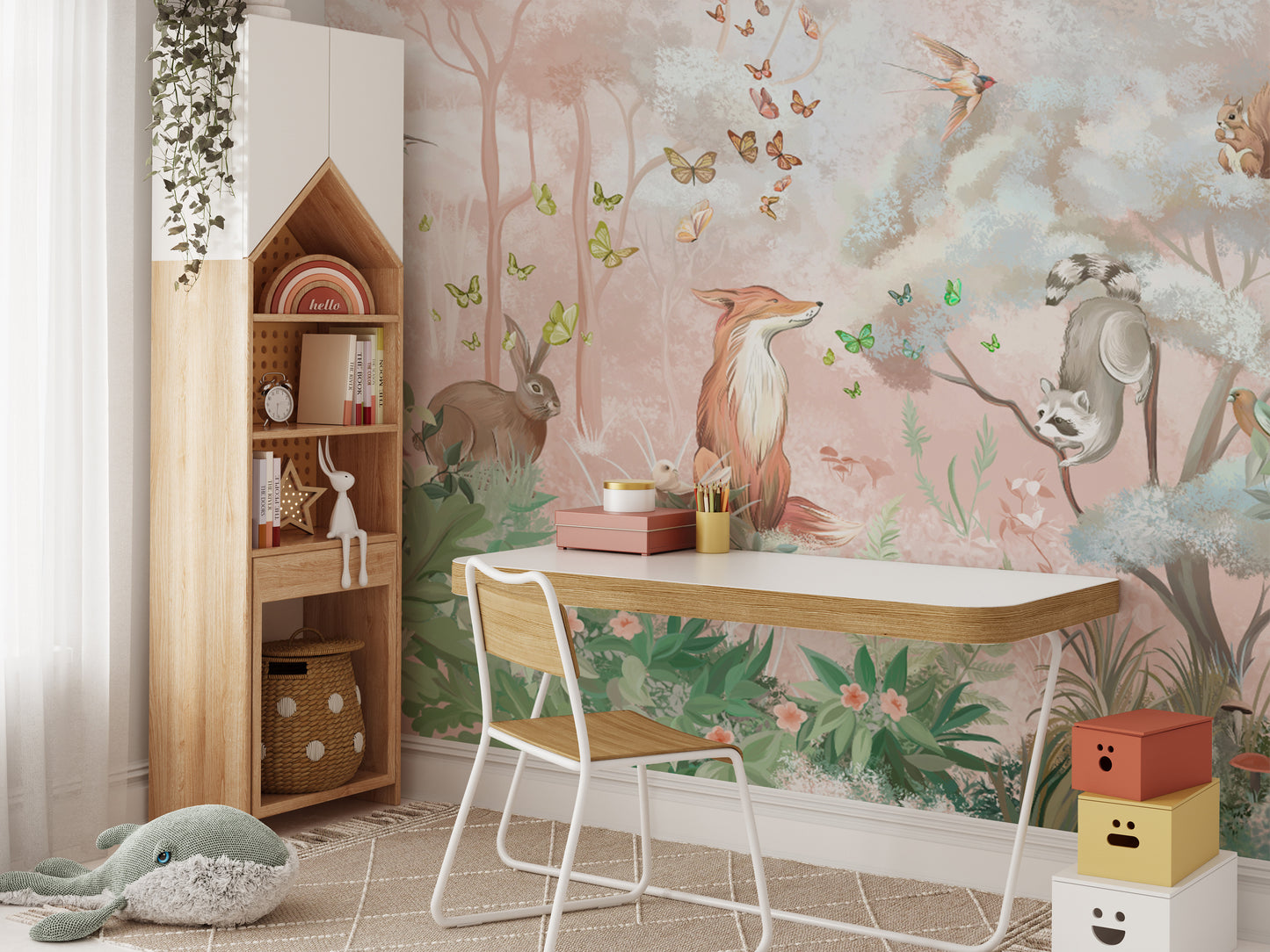 Forest Wildlife and Butterflies Wall Mural