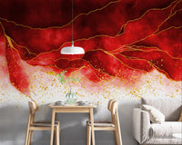 Unique red spilled mural for elegance
