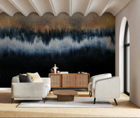 An artistic minimalist form mural for home decor.