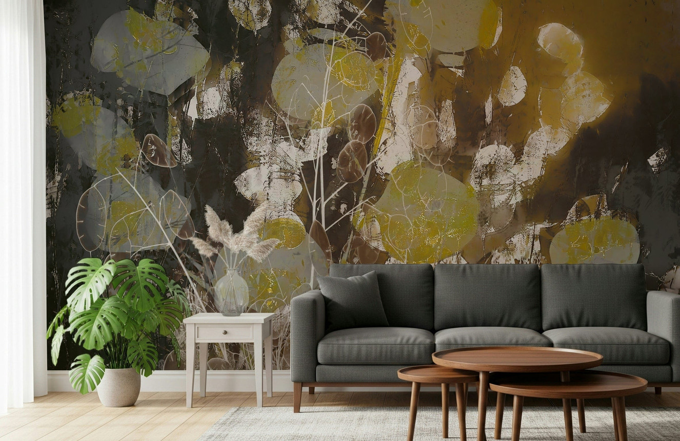 A classic gilded flower wallpaper for walls.

