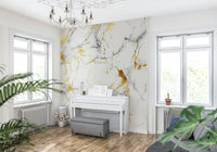 Gilded Marble Swirl Wallpaper — elegant flowing marble veins with luxurious gilded touches.
