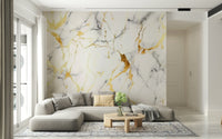 Gilded Marble Swirl Wall Mural featuring swirling marble textures with gold accents.