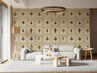 Make a luxurious statement in a Living room with this gilded relics wall mural.