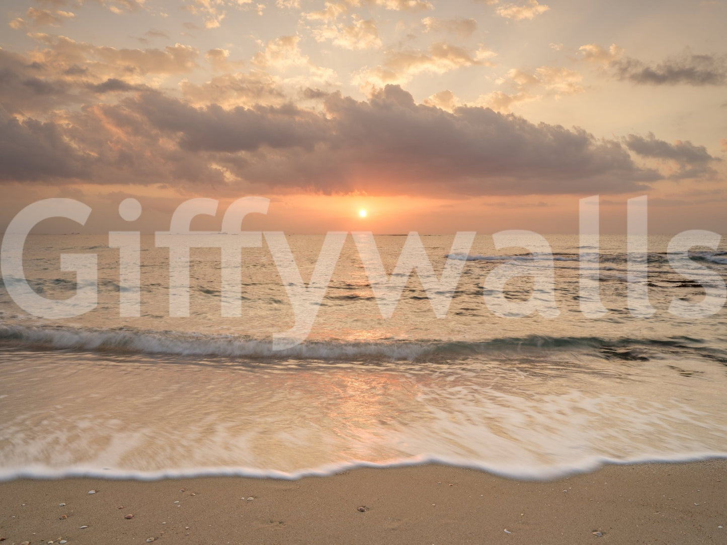 Exquisite coastal design, Gilded Shores photographic mural wallpaper for walls.