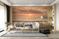 Calm Gilded Shores wallpaper showing waves gently lapping soft sand.