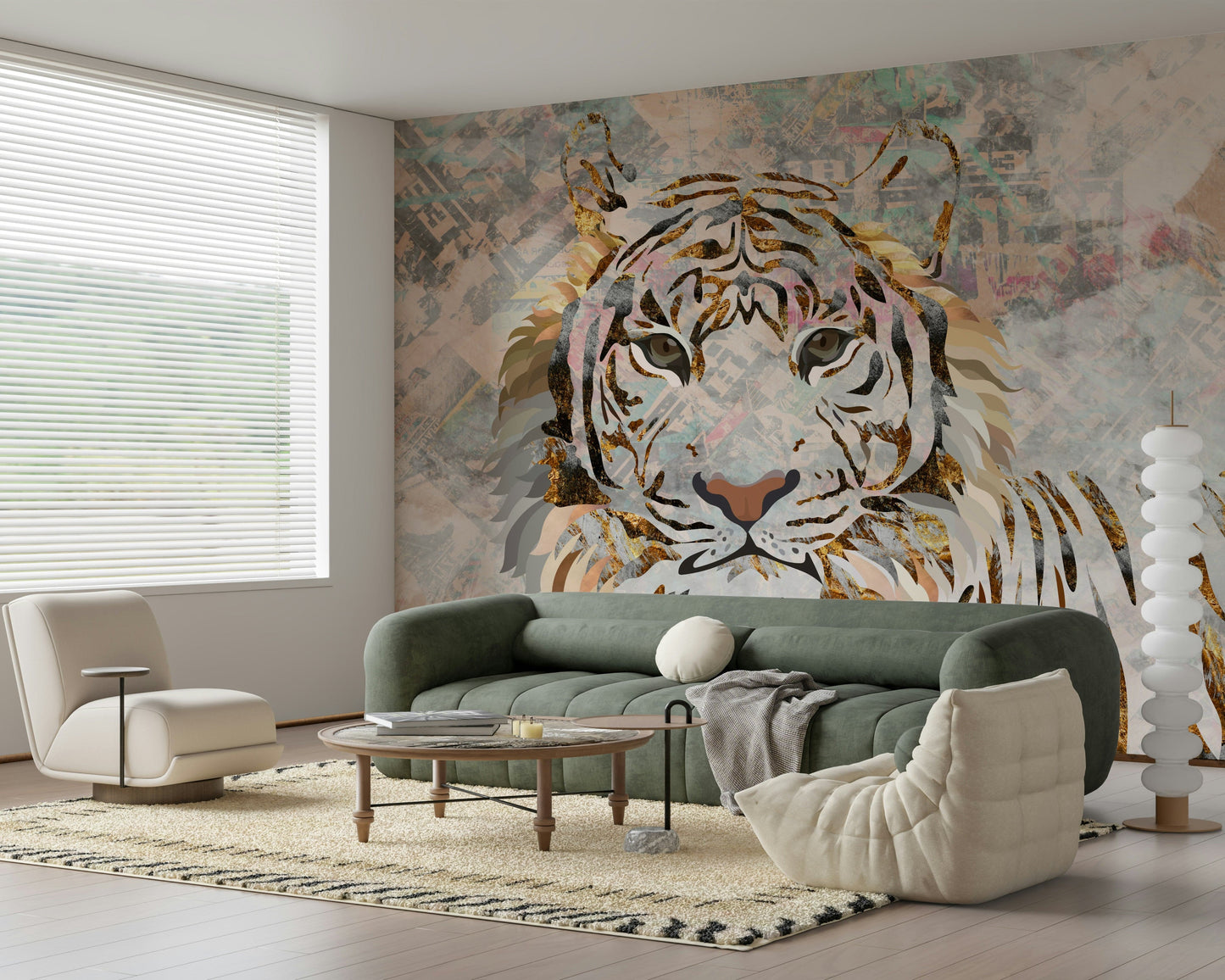 Gilded Tiger Collage Wall Mural -2466698