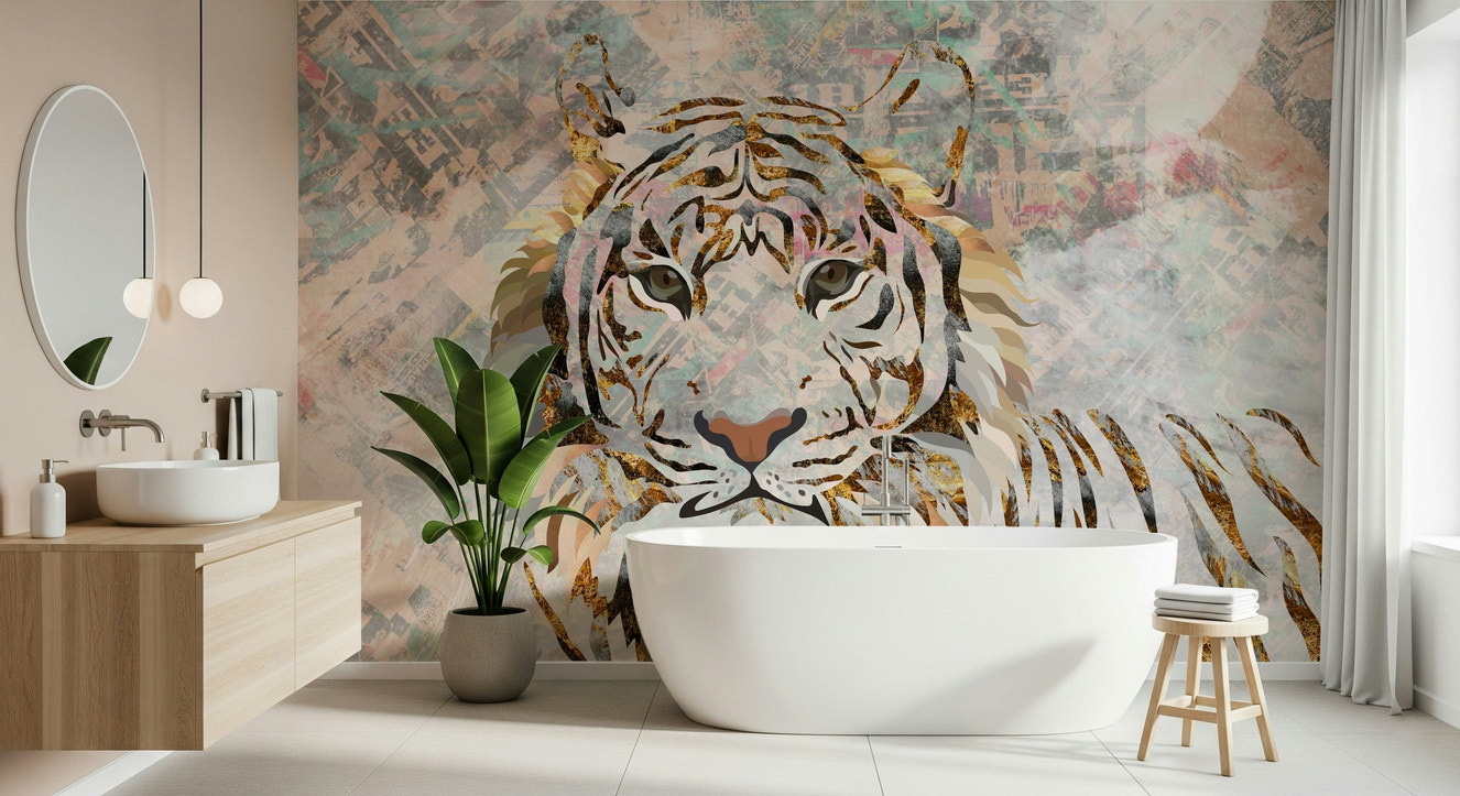 Gilded Tiger Collage Wall Mural -2466698