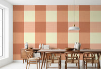 Gingham Peach Linen Texture Country Wallpaper⁠