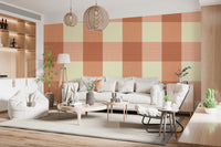 Gingham Peach Linen Texture Country Wallpaper⁠