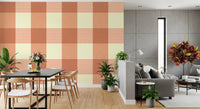 Gingham Peach Linen Texture Country Wallpaper⁠