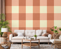 Gingham Peach Linen Texture Country Wallpaper⁠