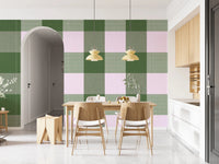 Gingham Sage Linen Texture Country Wallpaper⁠