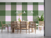 Gingham Sage Linen Texture Country Wallpaper⁠