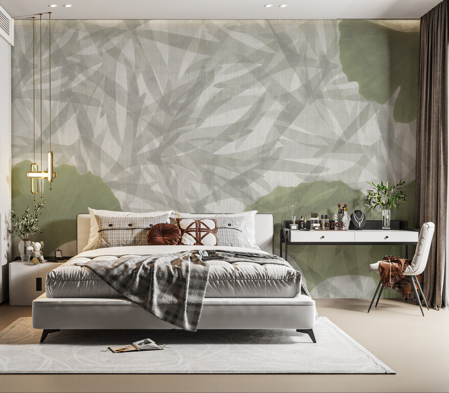 Organic leaf pattern wallpaper for stylish home décor
