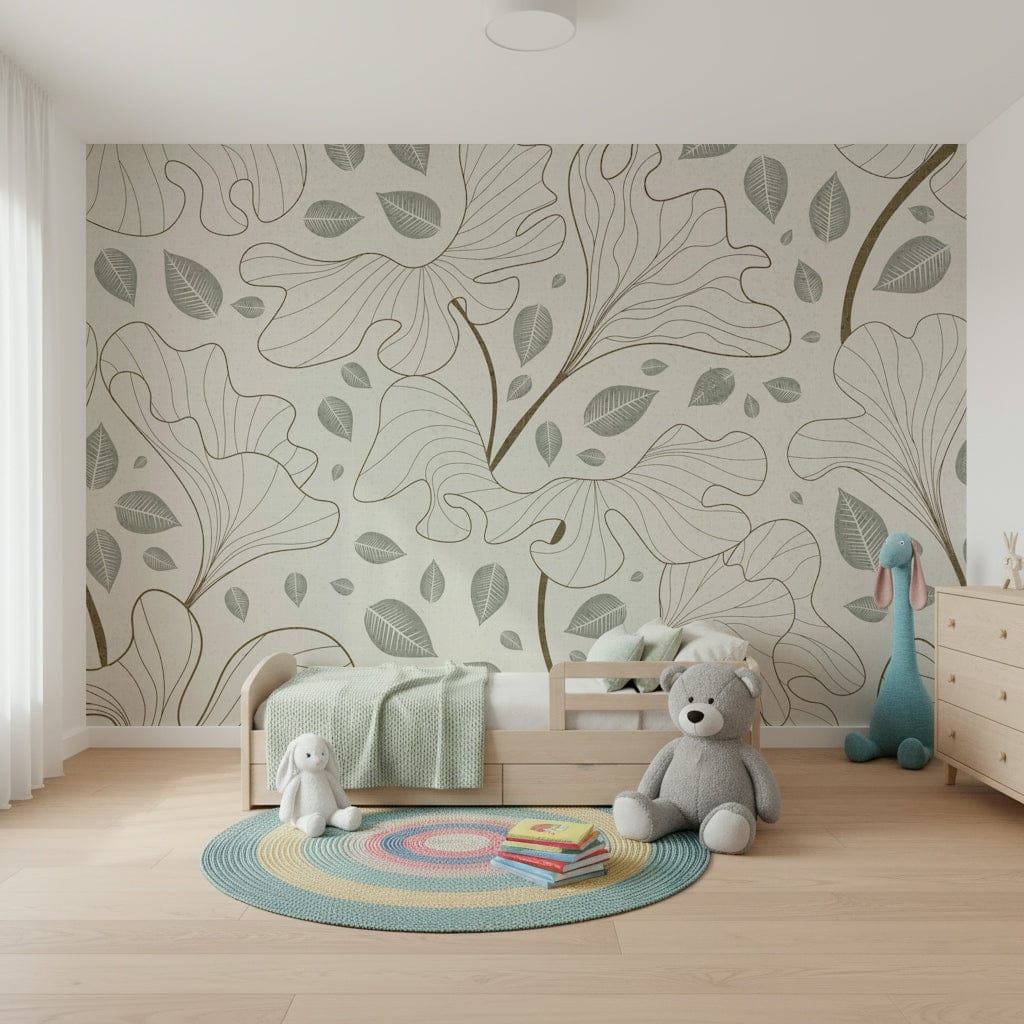 Graceful Timeless Ginkgo Garden wall mural, artistic foliage.