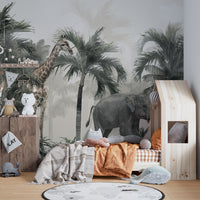 Giraffe & Elephant Wallpaper Murals - Giffywalls