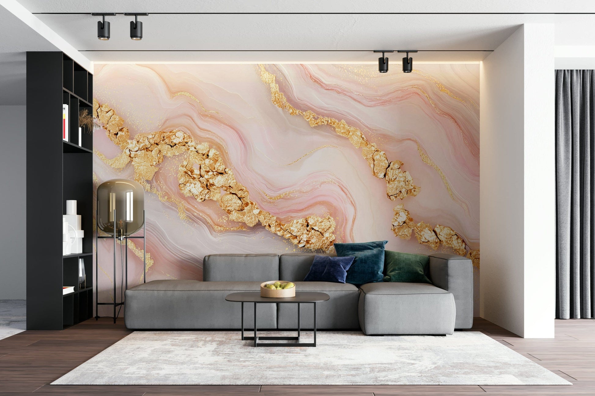 The mural has a modern, chic feel.


