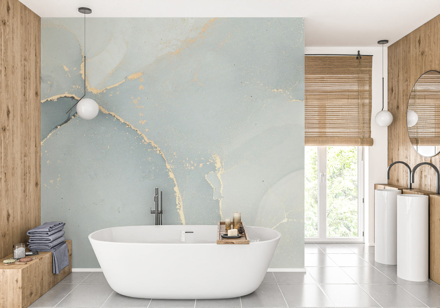 Minimalist Grey Alcohol Ink Pattern Mural
