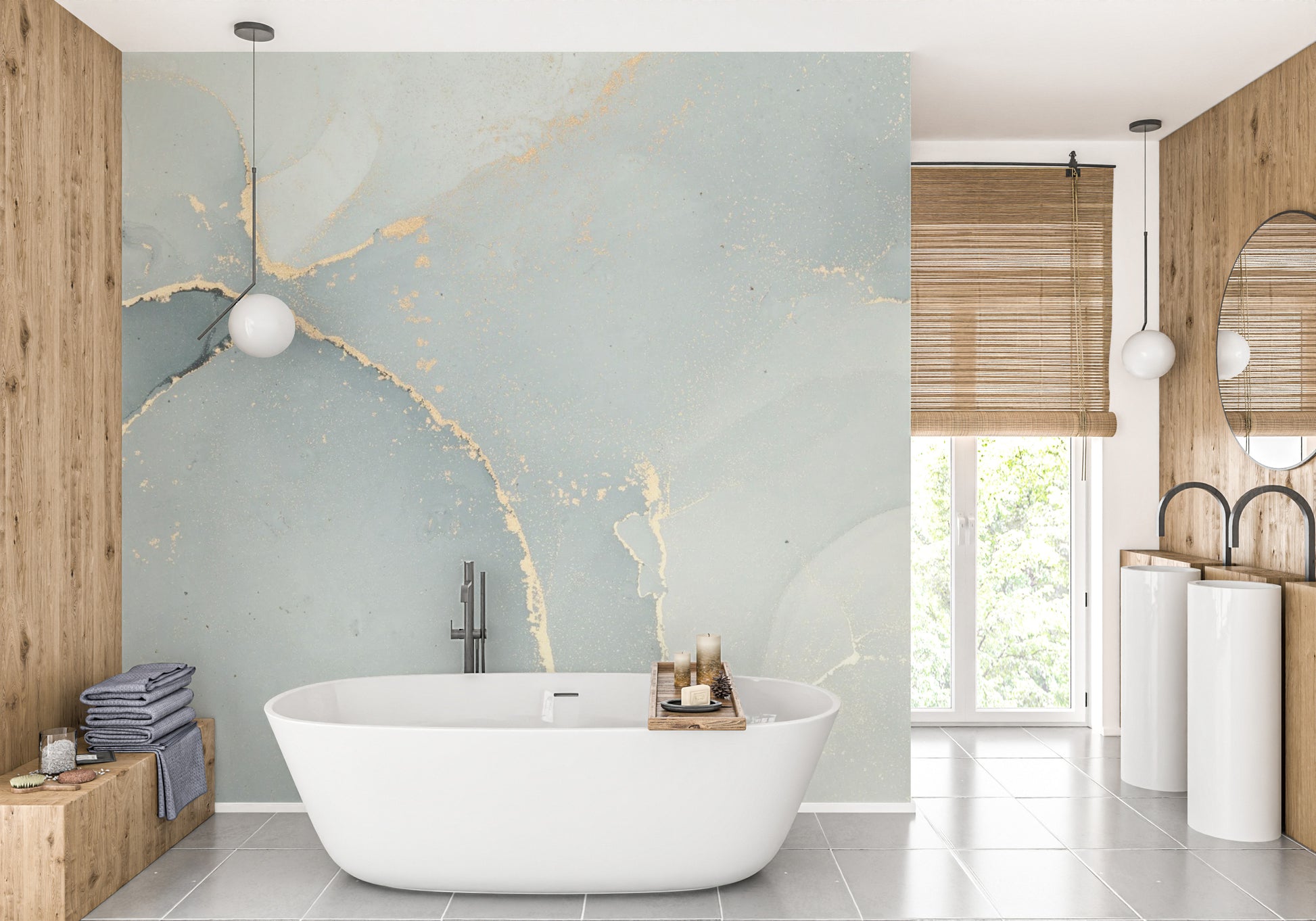 Minimalist Grey Alcohol Ink Pattern Mural
