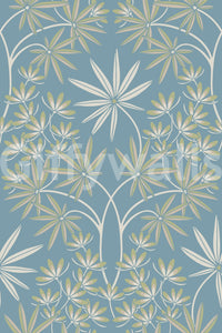 Glamour Floral Damask Cottage Sage Green Light Blue Wallpaper⁠