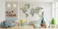 Earth-toned watercolor map for educational décor

