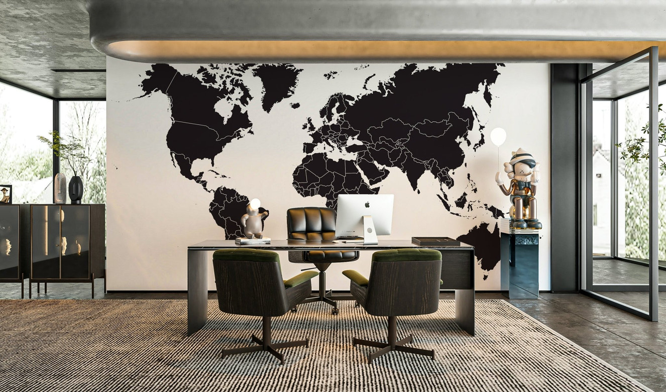 Modern world map wall mural

