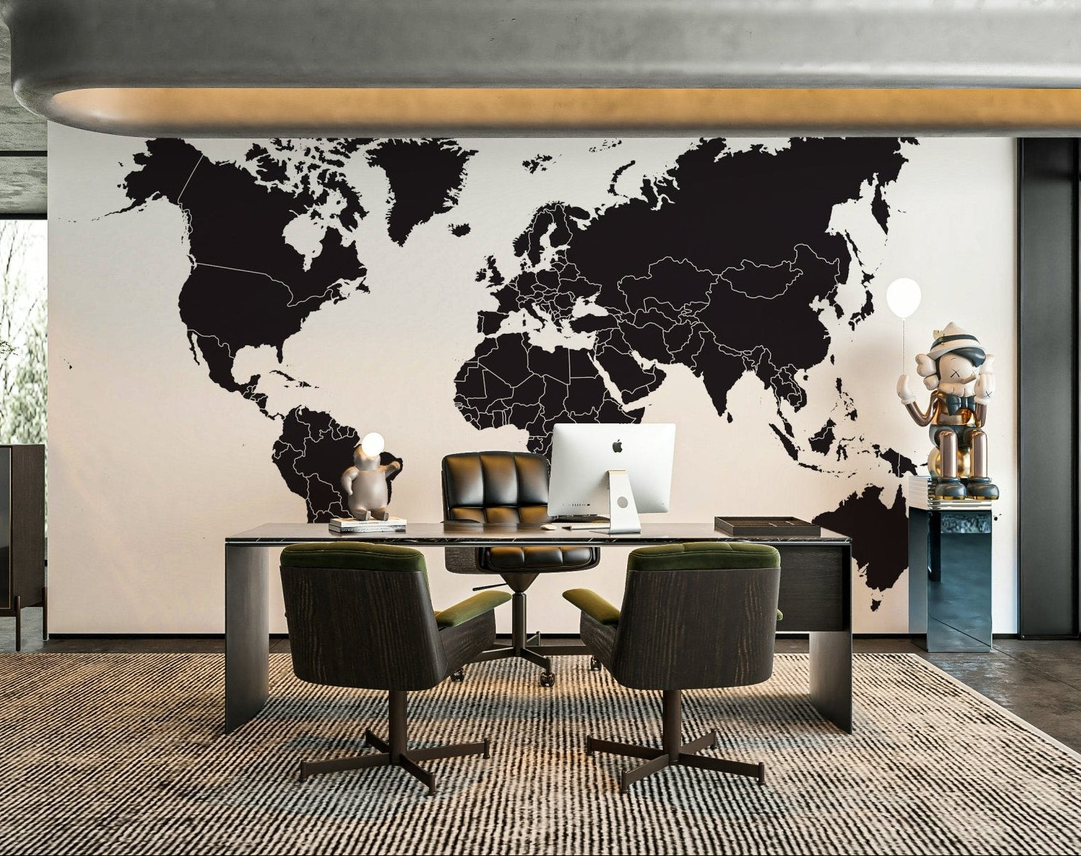Modern world map wall mural

