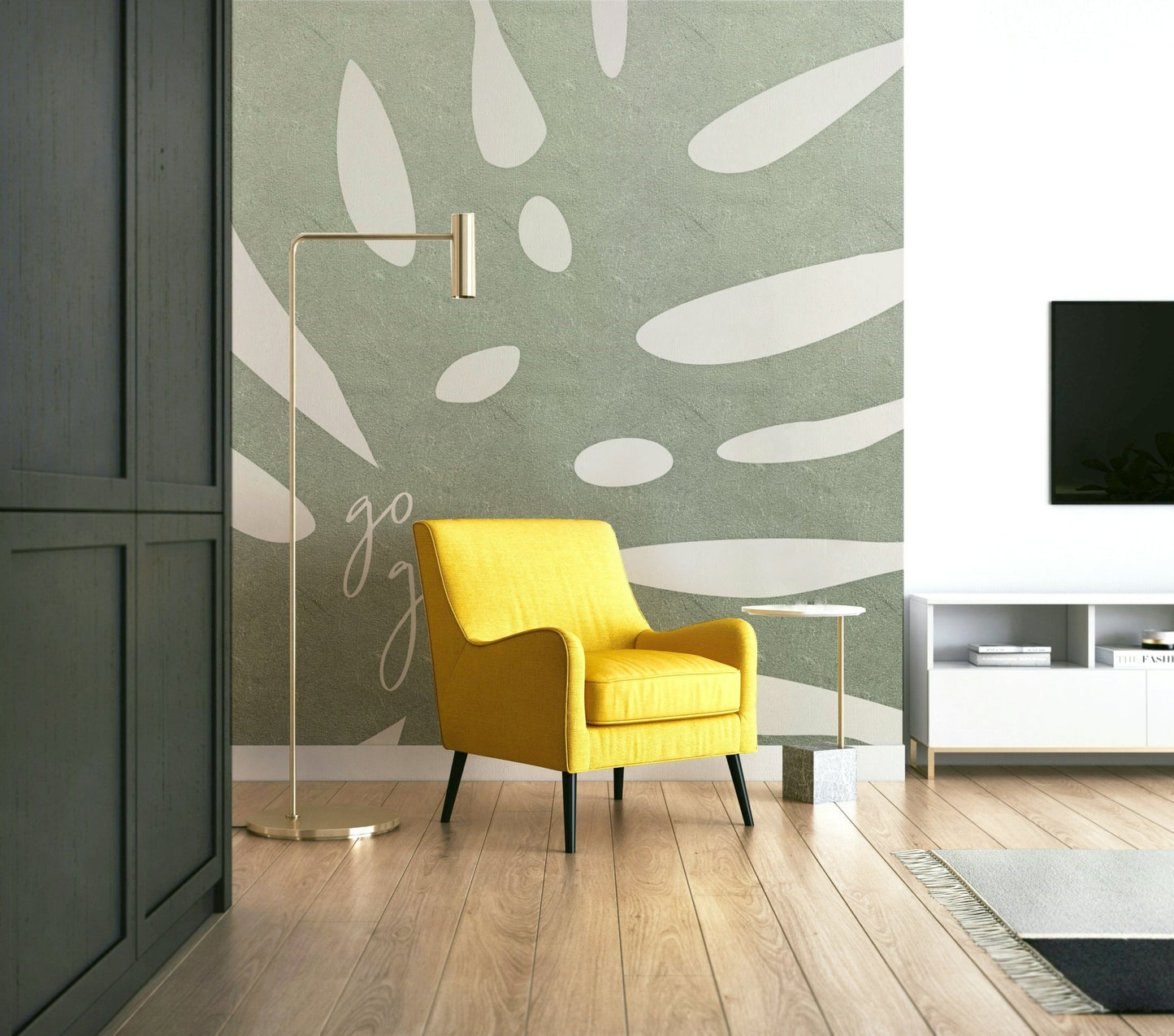 Eco-friendly Go Green mural for calming interiors

