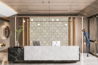 Wallpaper with an Art Deco white glamour pattern.

