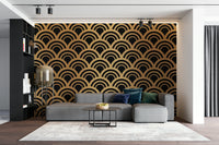 An artistic minimalist shape mural for home decor.

