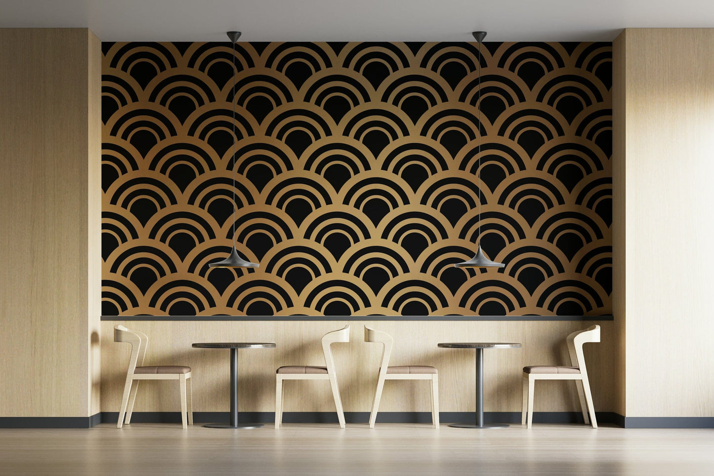 A beautiful modern art wall mural for a living room.

