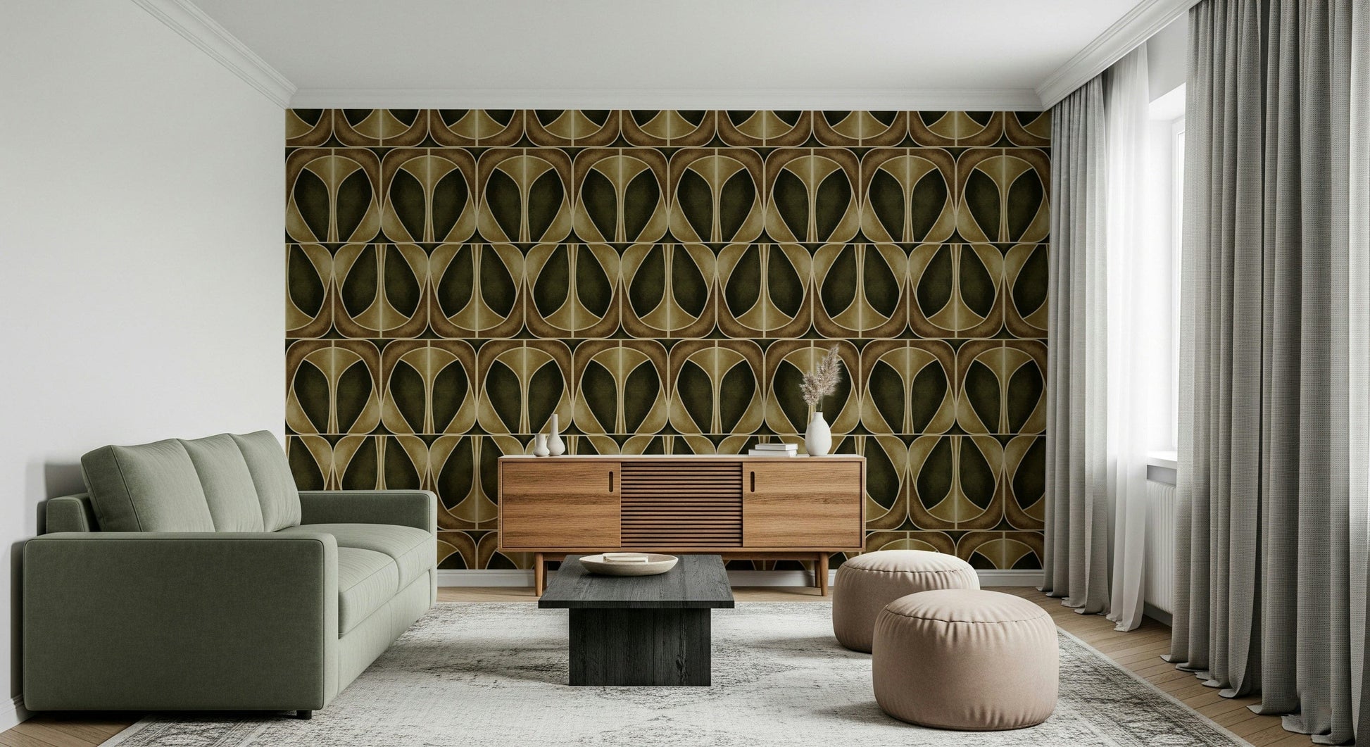 Rich amber hues Softy Dèco Geometries Gold Chic wallpaper.