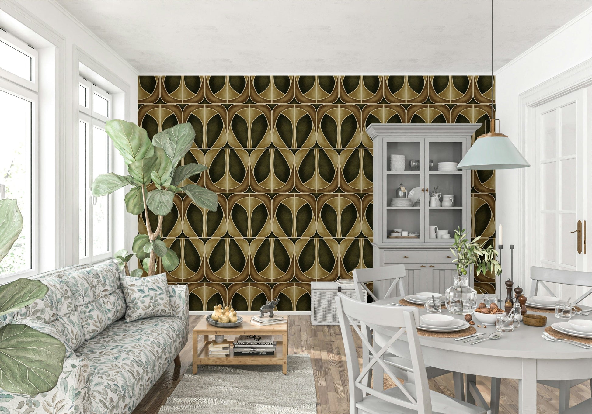 Timeless deco motifs Softy Dèco Geometries Gold Chic wallpaper.