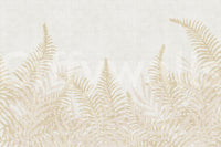Subtle botanical wall mural in cream and fawn, Perlish style art.