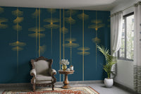 The design features stylized, linear ginkgo leaves.

