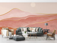 Luxurious mountain wallpaper with gold tones