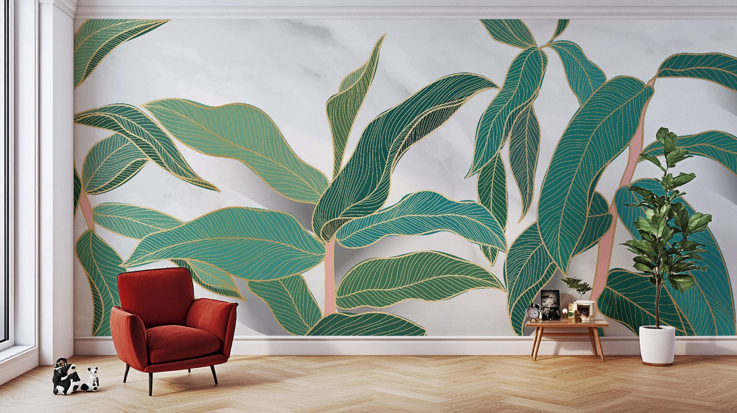 Gold Tropical Wallpaper for walls