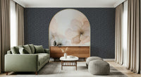 Floral arch mural with watercolor-inspired flowers and gentle gradients for a romantic look.
