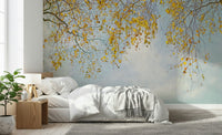 Stunning Autumn Hues Woodland mural wallpaper; calm, airy feeling.