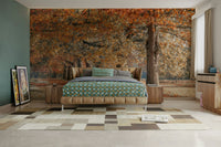 Fall foliage path mural featuring golden and amber leaves.

