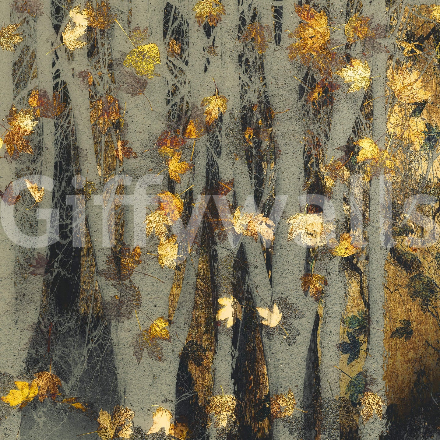 Gilded Autumn Woods Wall Mural -2163434