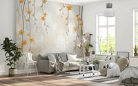 Golden Bloom Cascade Wall Mural