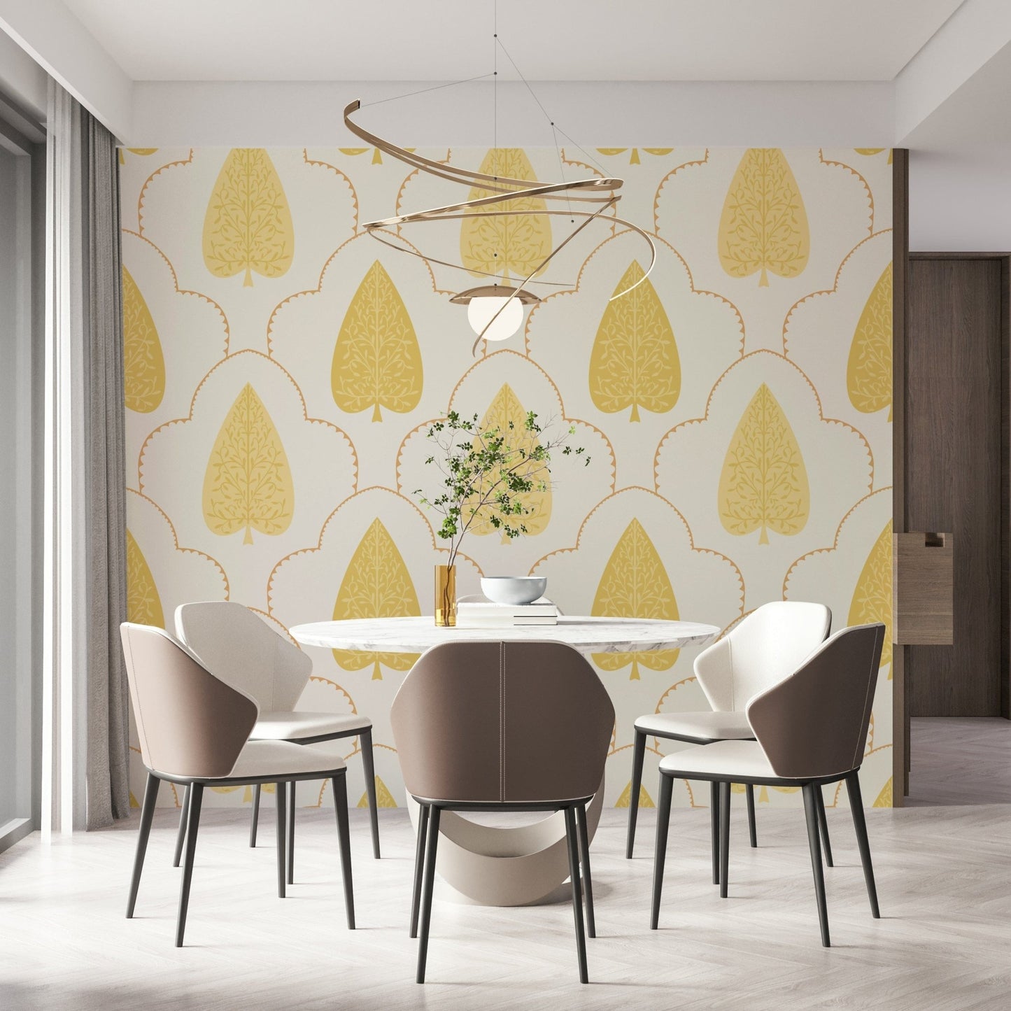 Artistic golden tree wall mural, Golden Branch, elegant wall covering option.