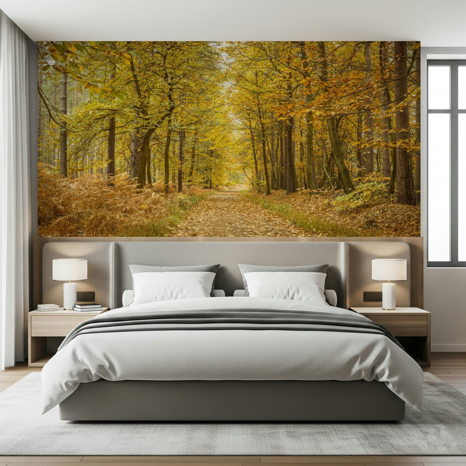 Nature's beauty Golden Canopy Trail wall mural for peaceful interiors.