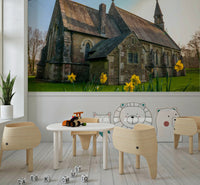 Outdoor scenic view on Golden Daffodils wall mural highlighting seasonal spring flora.